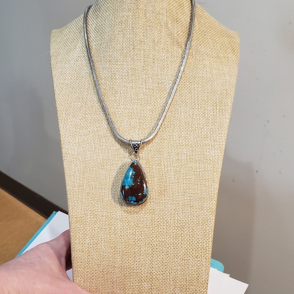Turquoise gemstone, 925 silver necklace - Picture 3 of 13